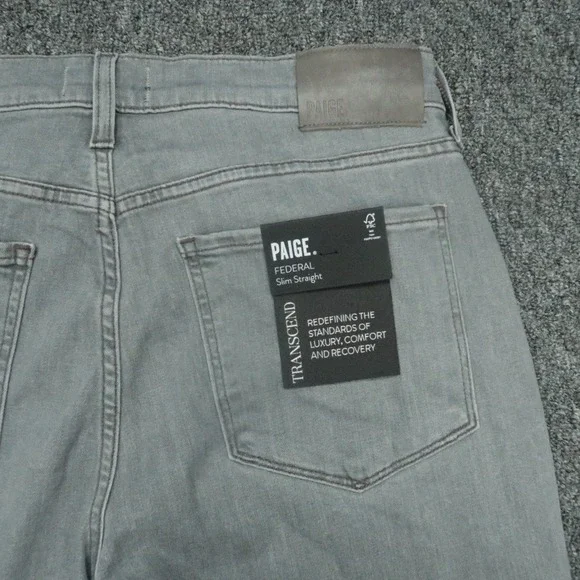 Paige Jeans Mens 31x34 Gray Laroy Federal Slim Straight 5 Pocket Stretch NWT